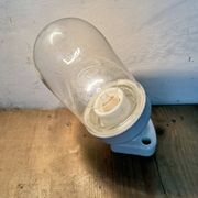 Applique murale vintage en porcelaine blanche avec verre transparent, années 1960
