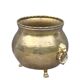 Vintage round flower pot copper brass planter lion feet