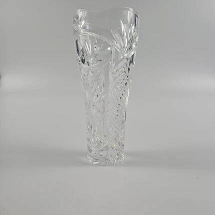 Vase en cristal avec gravure motif floral Irena Pologne - H 22 cm