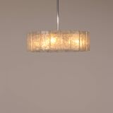 "Lampe suspendue en verre glacé Doria Leuchten avec cylindres en verre en relief, années 1960"