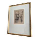 Ink drawing signed P. Baudier