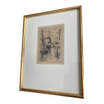 Dessin à l’encre signé P.Baudier