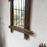 Pair of large vintage bamboo mirrors, 1970s