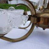 Antique Art Deco brass and glass chandelier