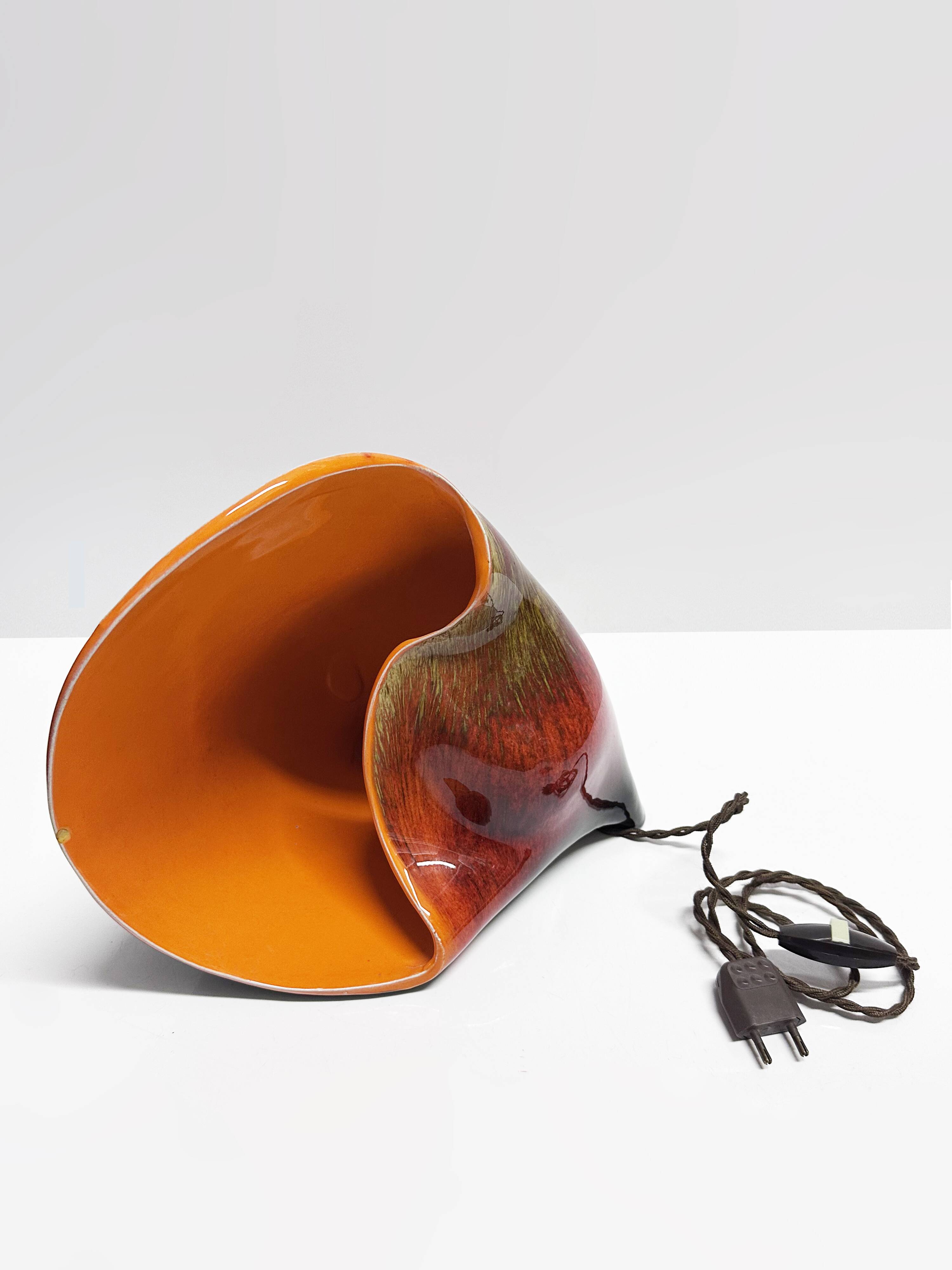 Shell lamp Vallauris in ceramic. France, 1970s.