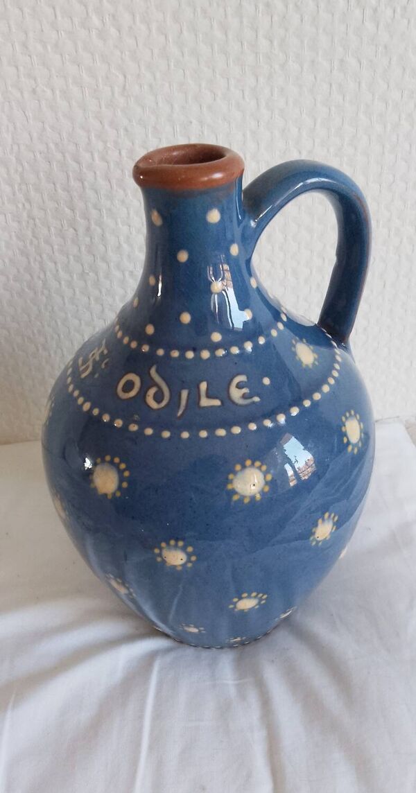 Pichet en terre cuite vernissée, alsacienne.Clo Saint Odile OBERNAY