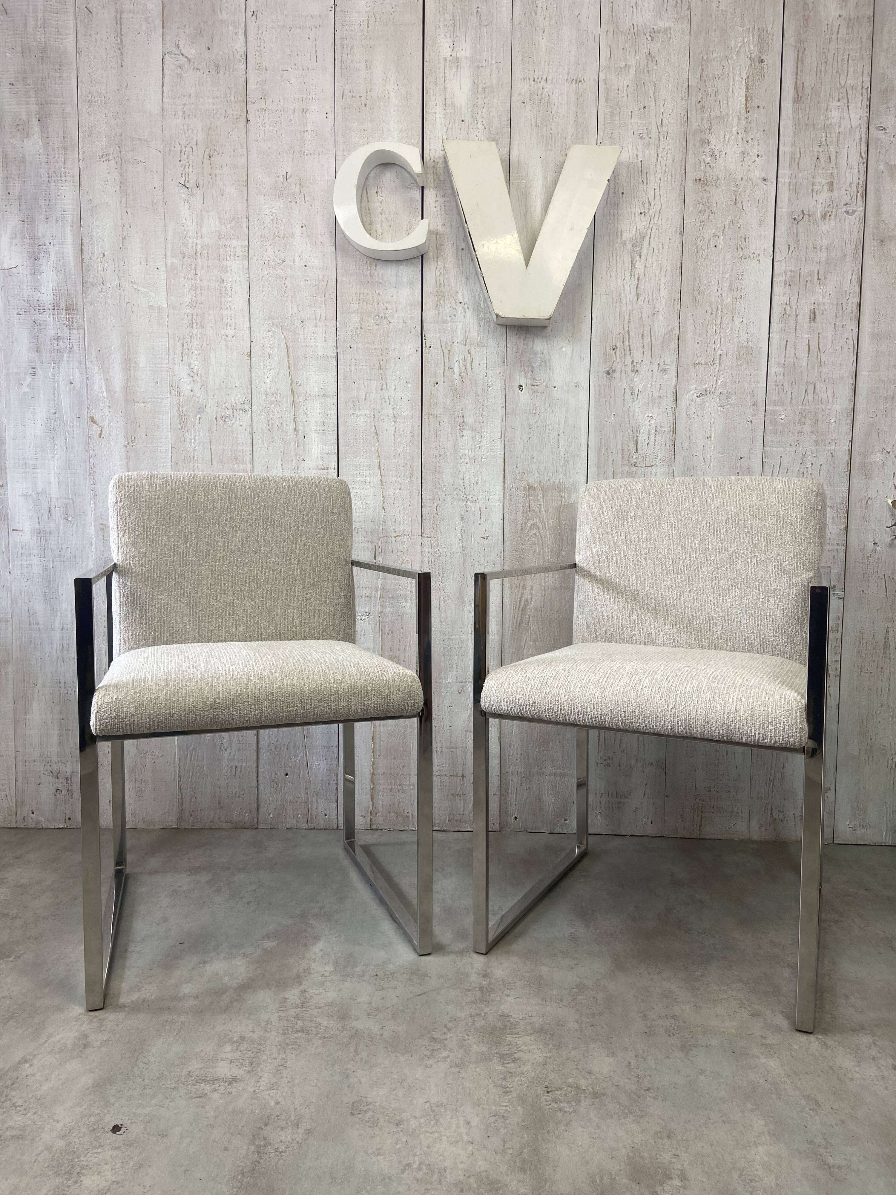 Pair of stainless steel armchairs from the 70s