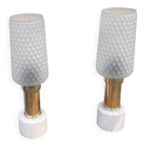 A pair of bedside lamps with a marble base, VEB Narva Leuchtenbau Lengefeld Germany, 1960s.