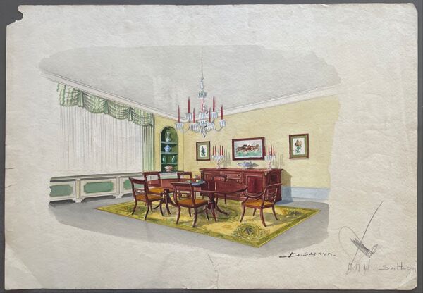 Tableau art décoratif architecture d'intérieur années 30-50