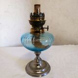 Bluish glass kerosene lamp