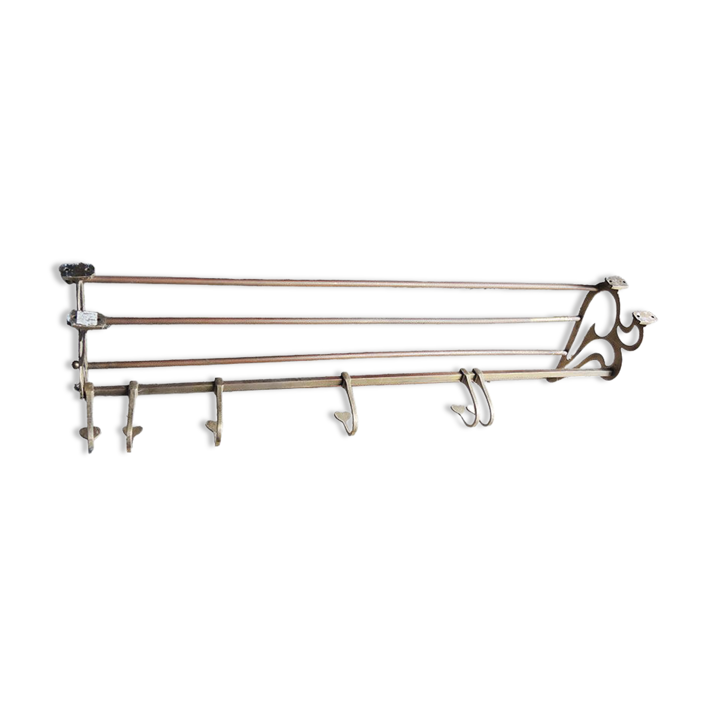 Old brass wall coat rack