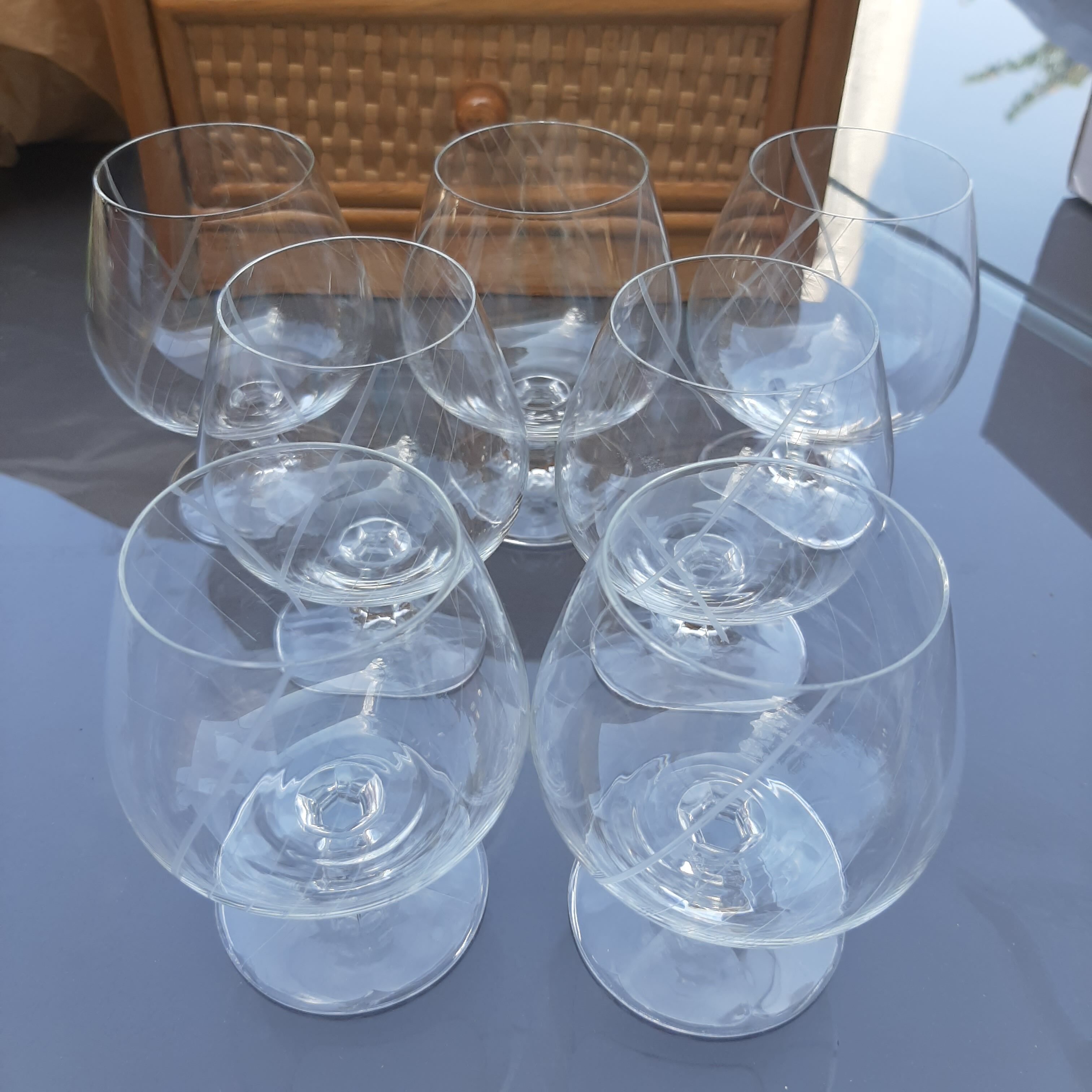 7 crystalline cognac glasses