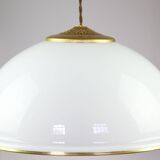 Mid-century Italian Brass and Opaline Pendant Lamp