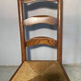 Set of 6 solid wood chairs with straw seat - Rustic style