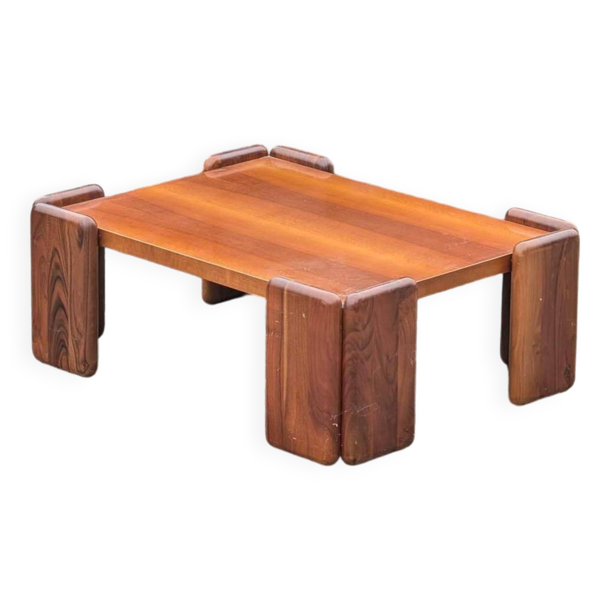 1970s Italian walnut coffee table by Mobilgirgi