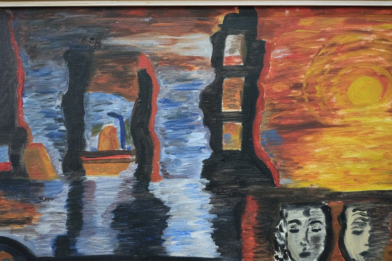 Lennart Hall, Swedish abstract painting, 1960s, Oil on panel, Framed