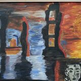 Lennart Hall, Swedish abstract painting, 1960s, Oil on panel, Framed
