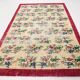 Ruby Red Vintage Floral Turkish Rug, Handmade Wool Carpet, 202x309 Cm