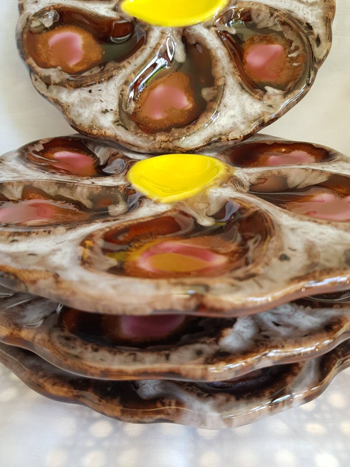 Set de 4 assiettes à huîtres en céramique Vallauris plats de service