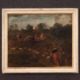 Tableau paysage bucolique scène pastorale du 18ème siècle