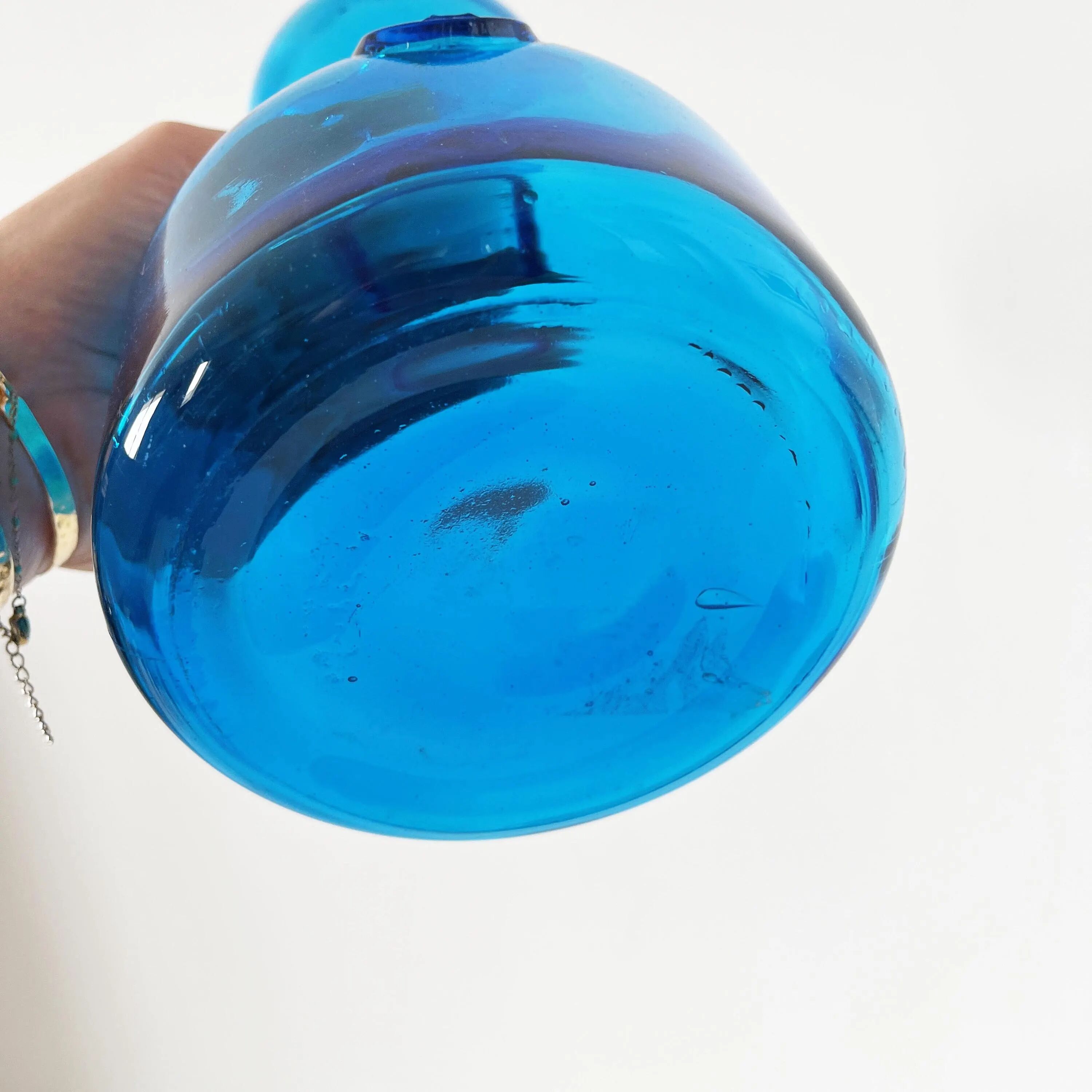 Bottle - Italian carafe Empoli blue fleur de lys 1960