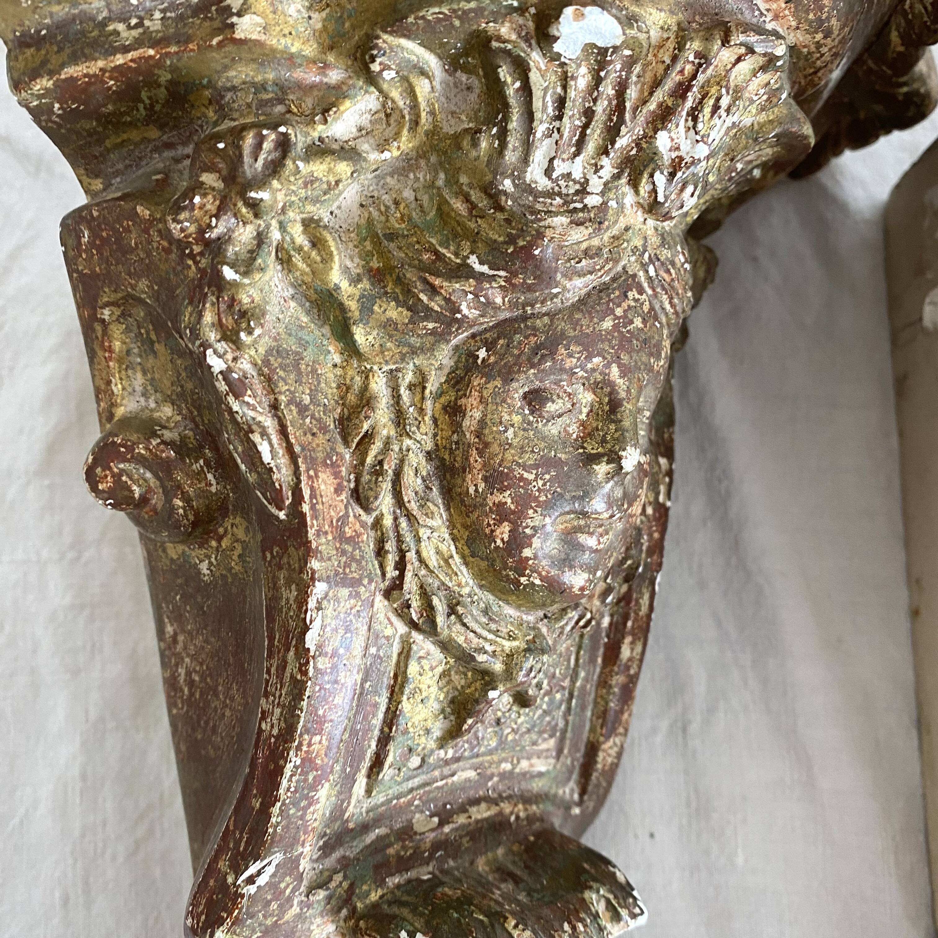 Baroque plaster corner consoles