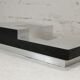 Coffee table "Space Age", wood, aluminum veneer, France, circa 1970