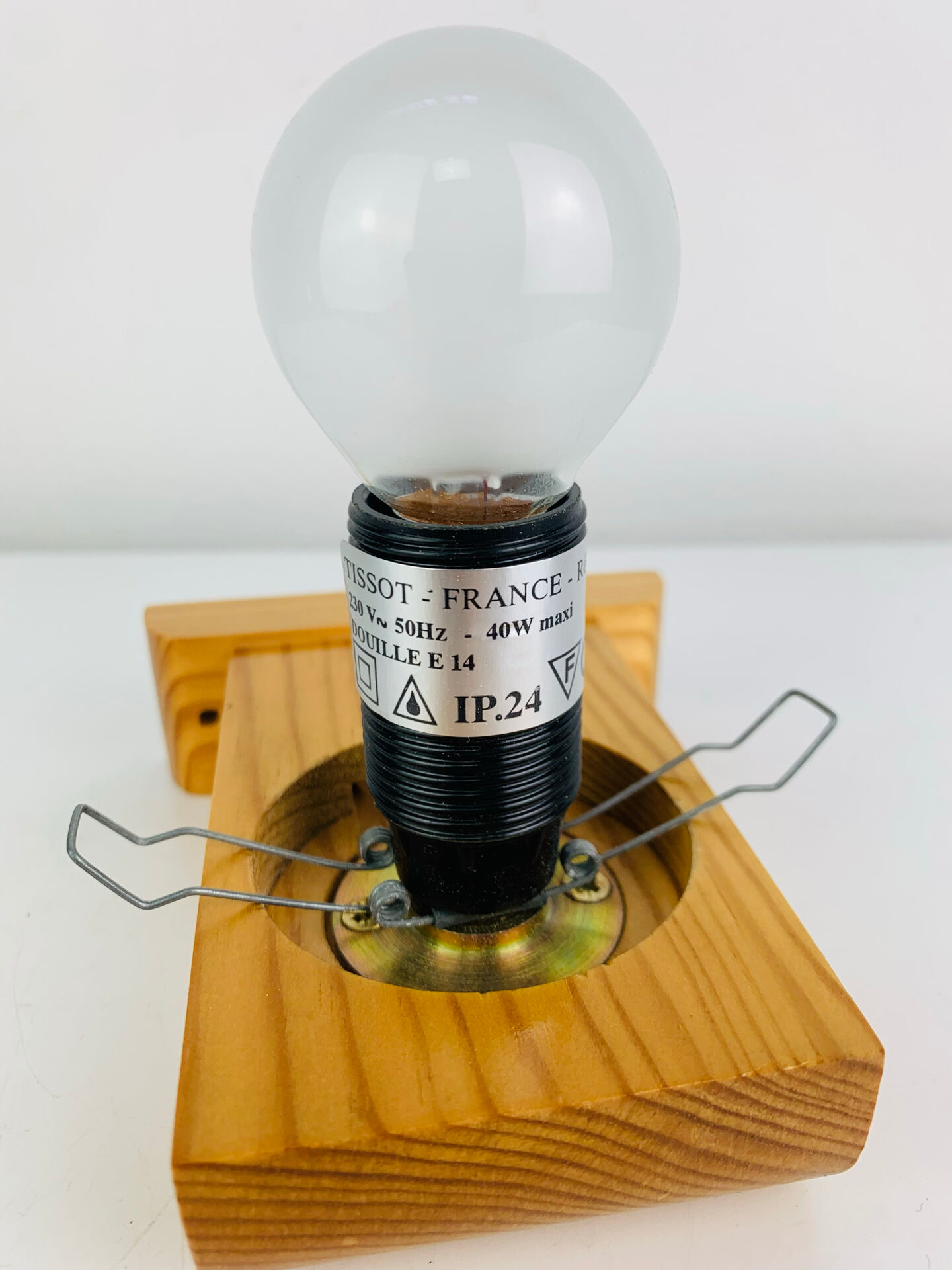 Vintage Tissot opaline globe and pin wall light.