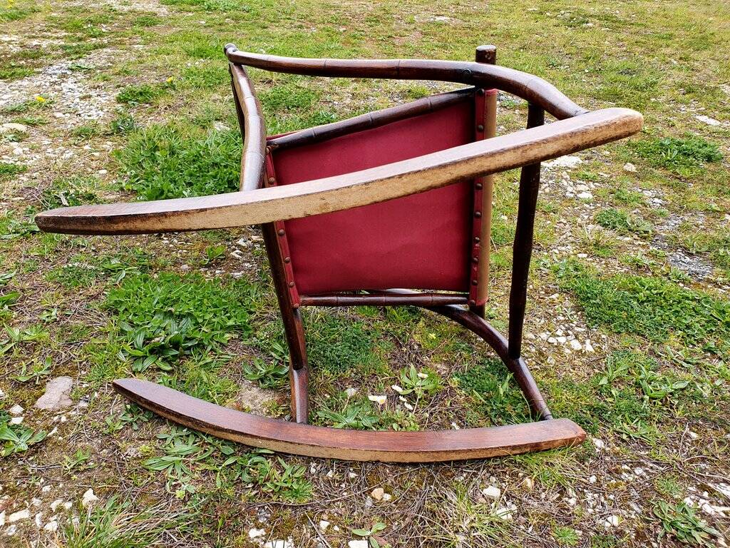 Leather and bamboo rocking chair