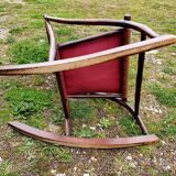 Leather and bamboo rocking chair