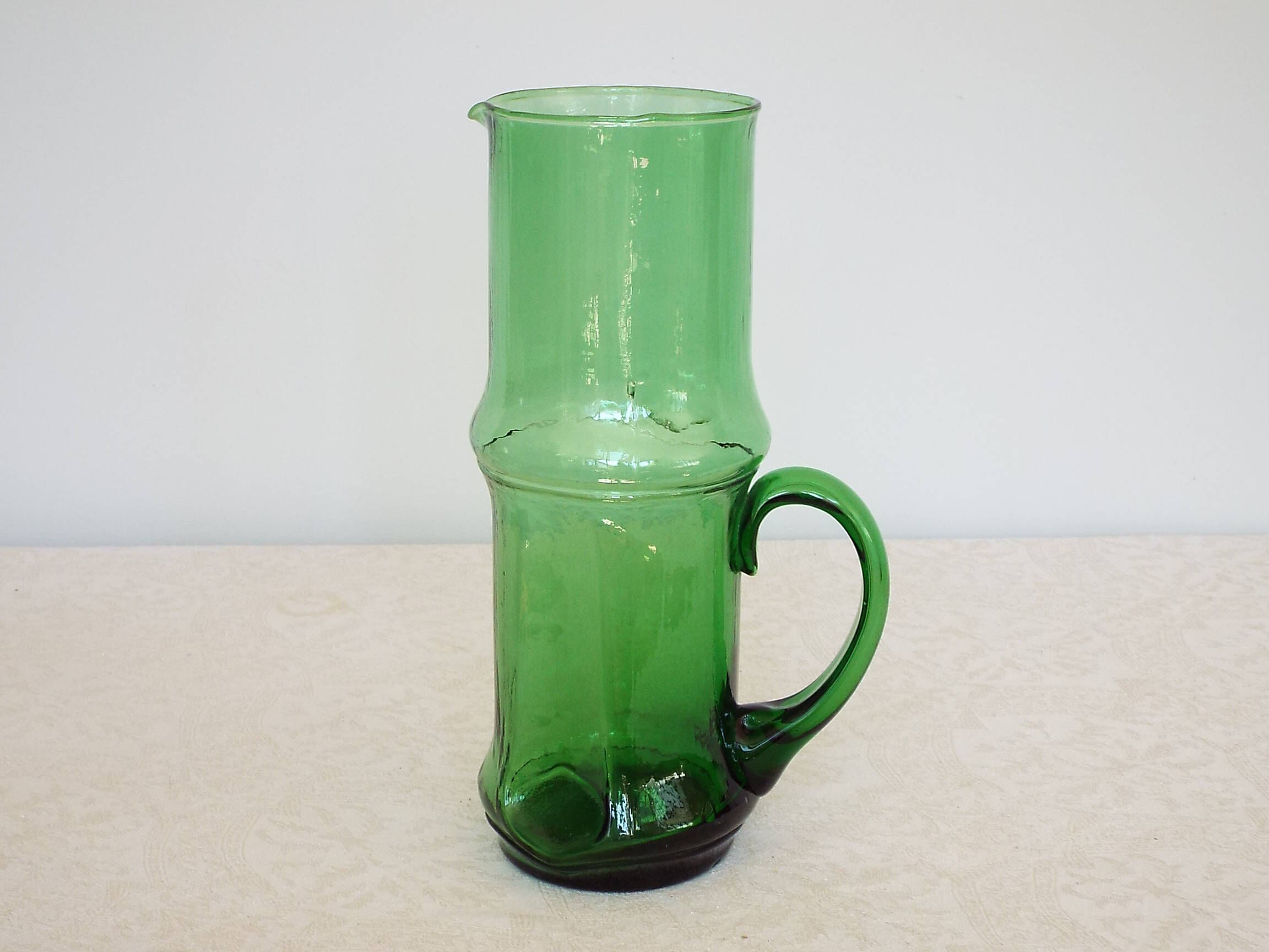 Green glass pitcher