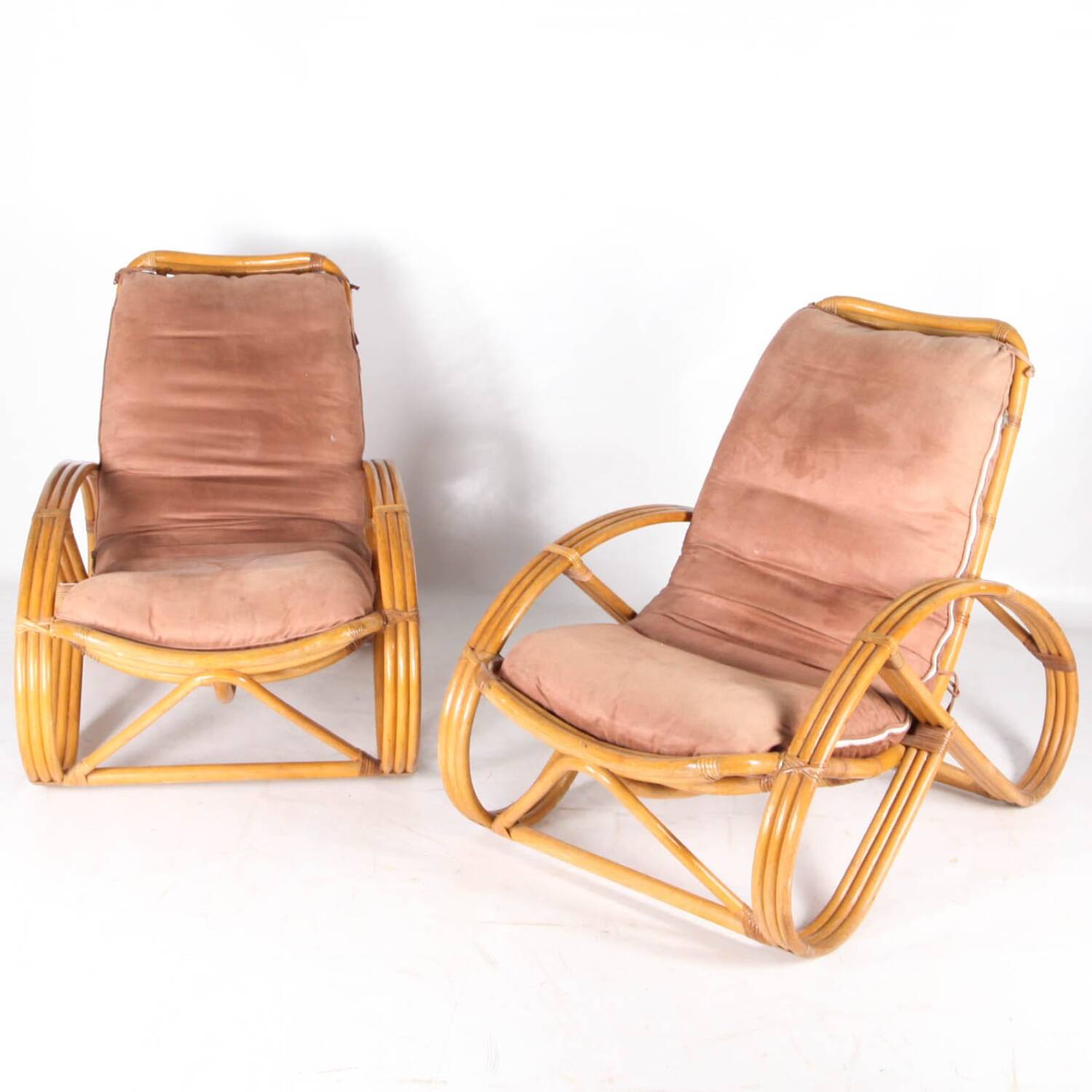 Pair of "Pretzel" rattan armchairs