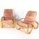 Pair of rattan armchairs "Bretzel"