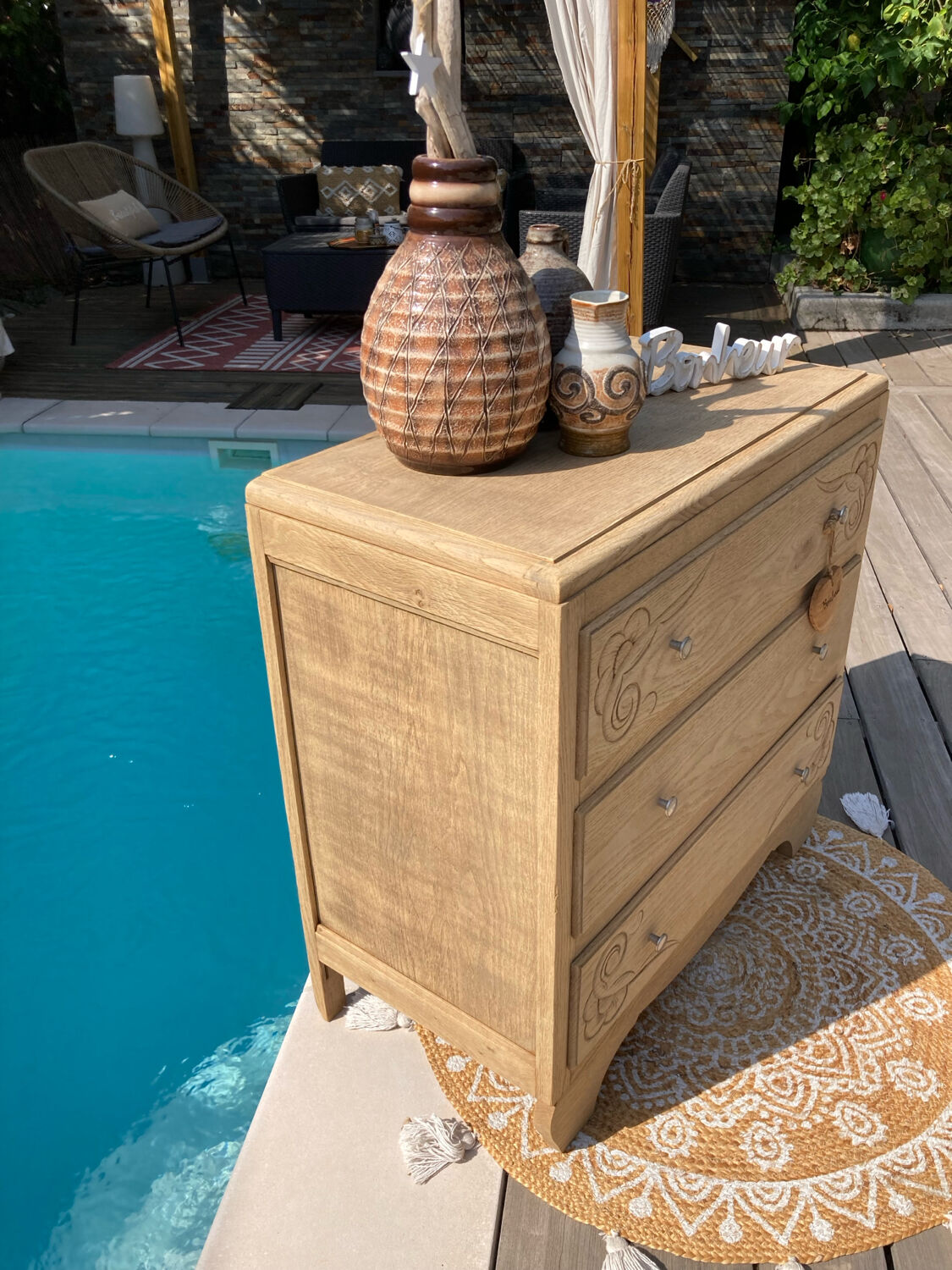 ART DÉCO chest of drawers in raw oak with beautiful mouldings