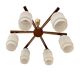 Scandinavian six-arm chandelier made of teak wood, Denmark, 1970s.