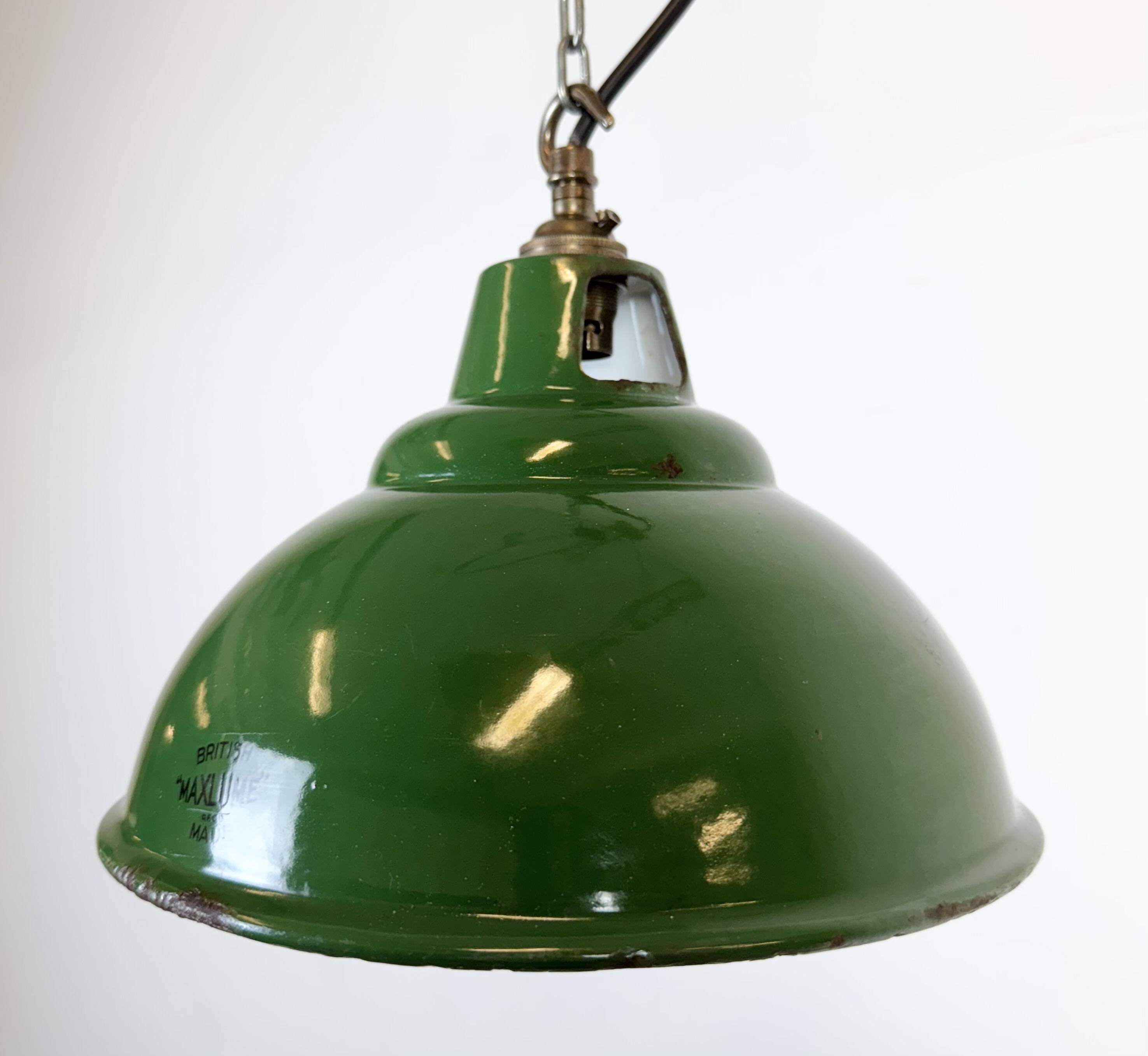 Industrial Green Enamel Factory Pendant Lamp from Maxlume, 1960s