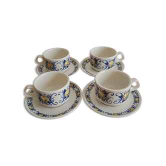 Ensemble de 4 tasses et sous tasses villeroy & boch - vintage