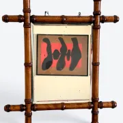 Antique Faux Bamboo Mirror, Bevelled Glass, France, c.1900, Original Patina