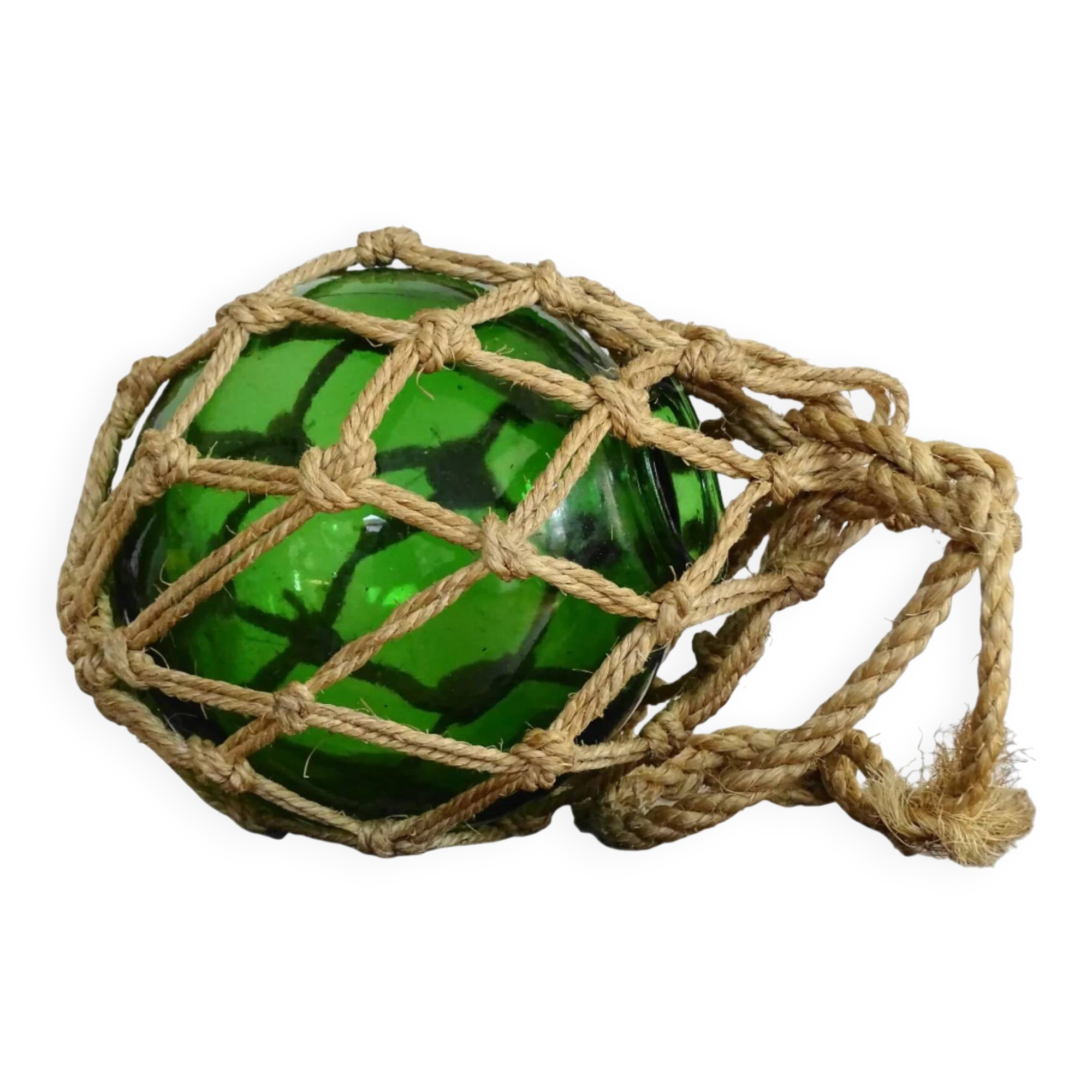 Bouée vintage française en verre vert
