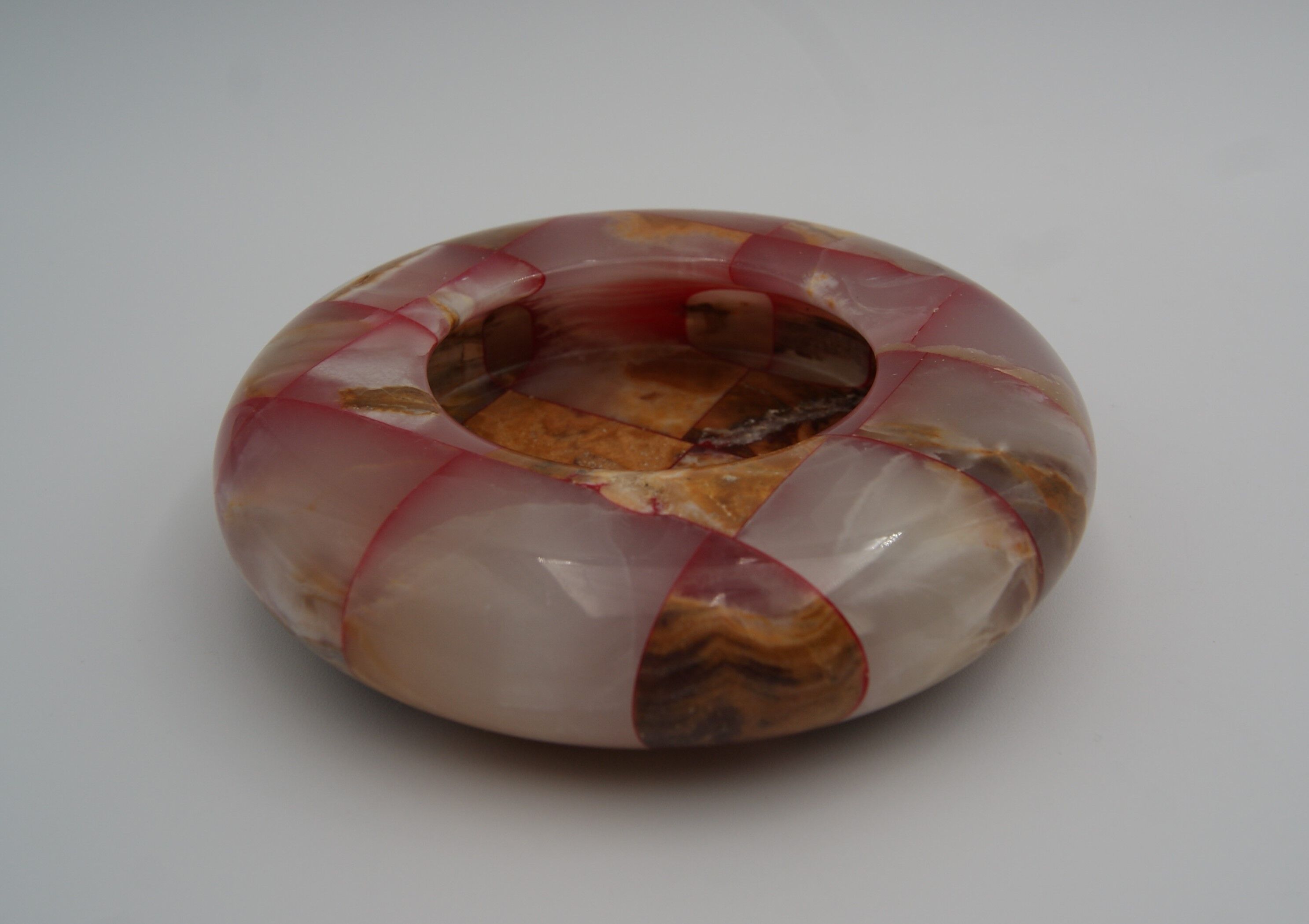 vintage onyx checkerboard round ashtray