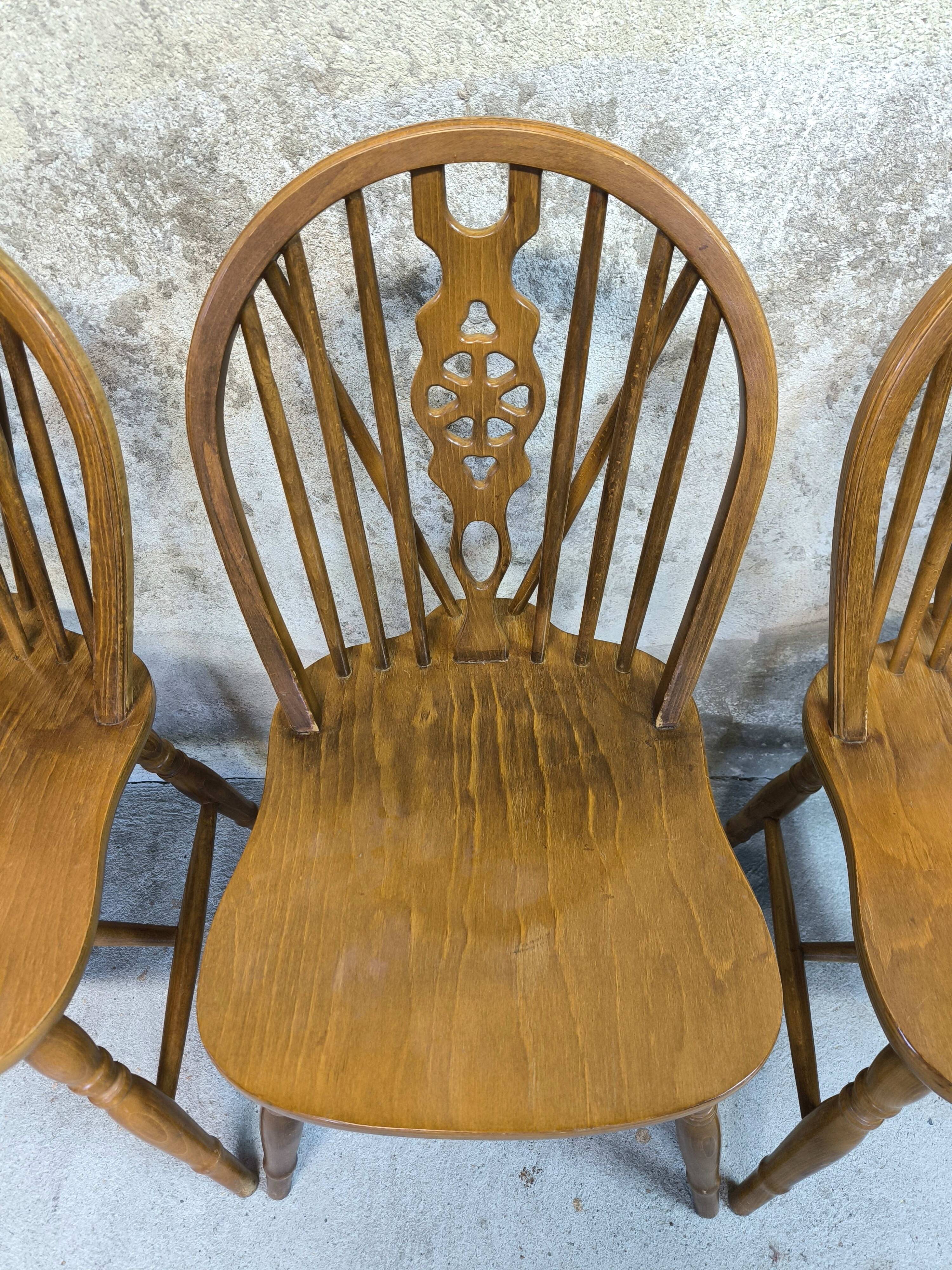3 vintage Windsor wheelback chairs