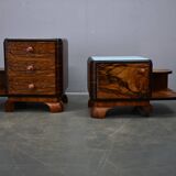 1935s pair of art deco bedside tables, Czechoslovakia