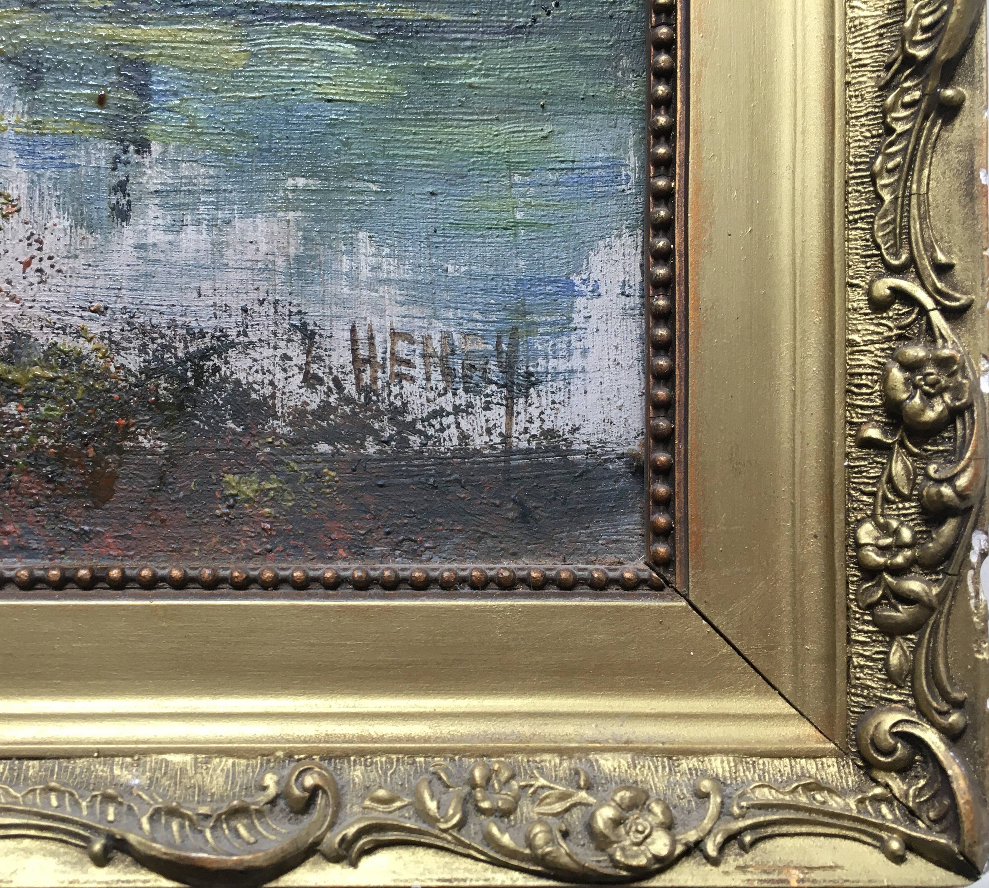 Tableaux HST "Paysages Barbizon" XIX° siècle par L. Henry + cadre