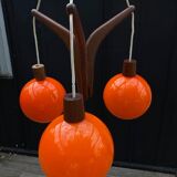 Scandinavian Rispal teak chandelier 1960