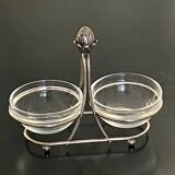1 old aperitif server in metal and glass