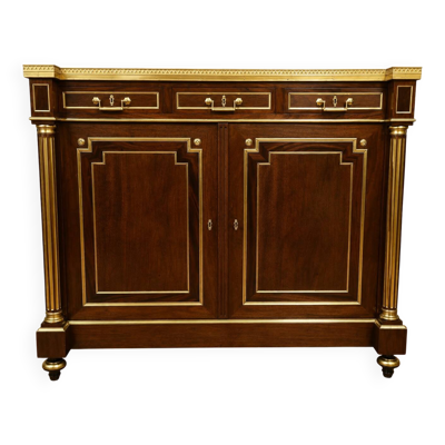 Important meuble d’appui en acajou et bronzes dorés – Dessus de marbre