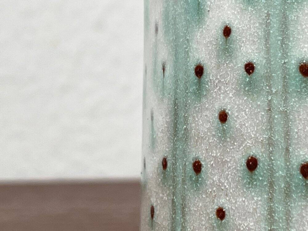 Mid-century modern studio pottery mug by Monika Maetzel, 1960s.