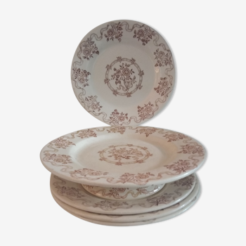 Lot assiettes porcelaine opaque de Gien modèle Osborne époque   début  XX siècle