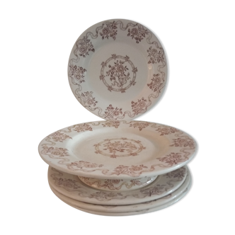 Lot assiettes porcelaine opaque de Gien modèle Osborne époque   début  XX siècle