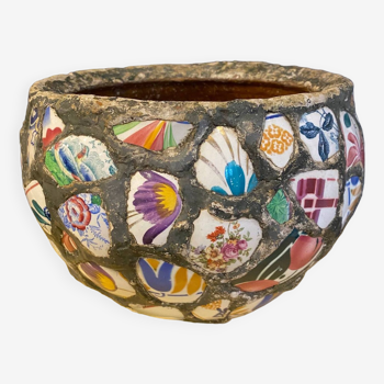 Old picassiette style mosaic pot cover from the 60s